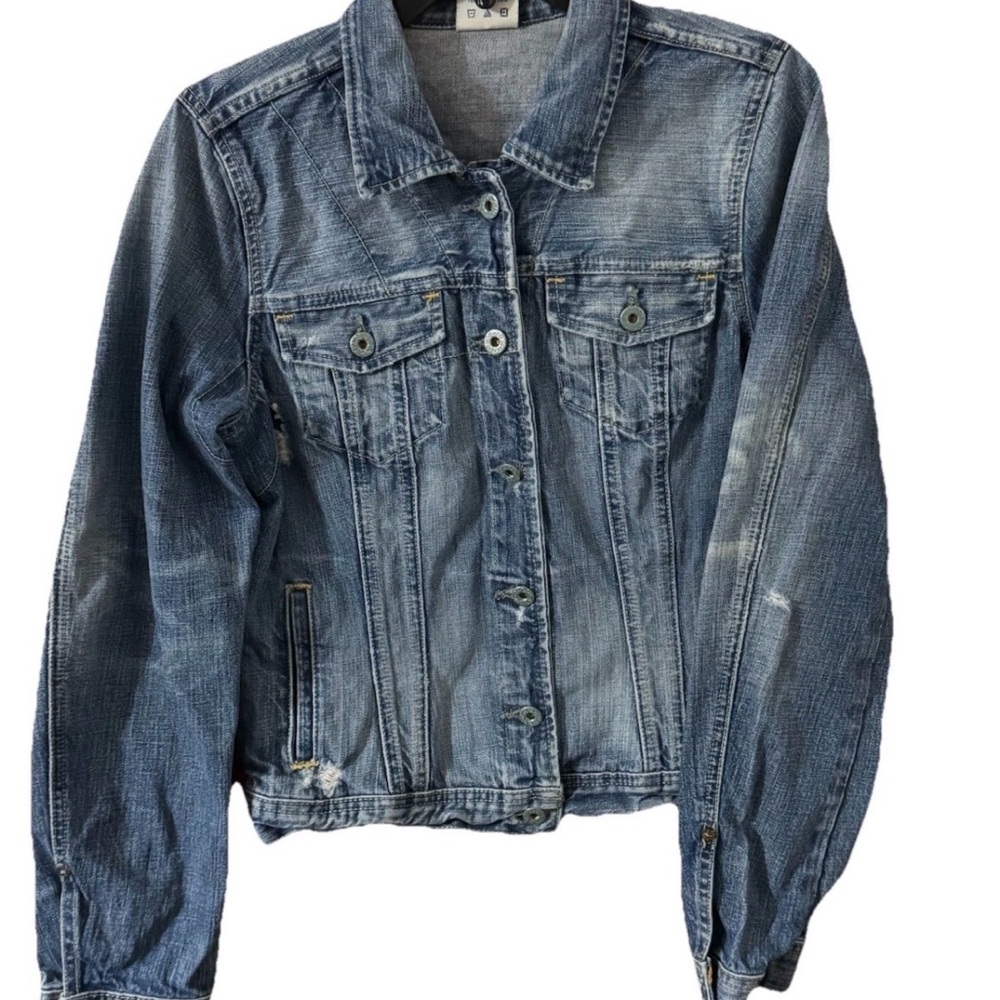 Ralph Lauren Polo Jeans Co. Women’s Lydia Repair Jeans Jacket Sz L Distressed